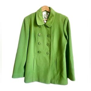 Lilly Pulitzer Green 100% Wool Pea Mackenzie Coat Size 8